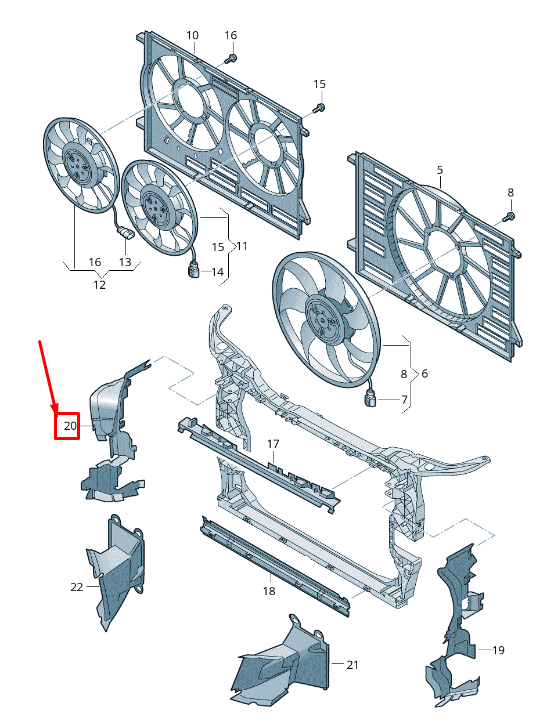 new audi q5 fy right engine radiator fan air guide 80a121284aa original