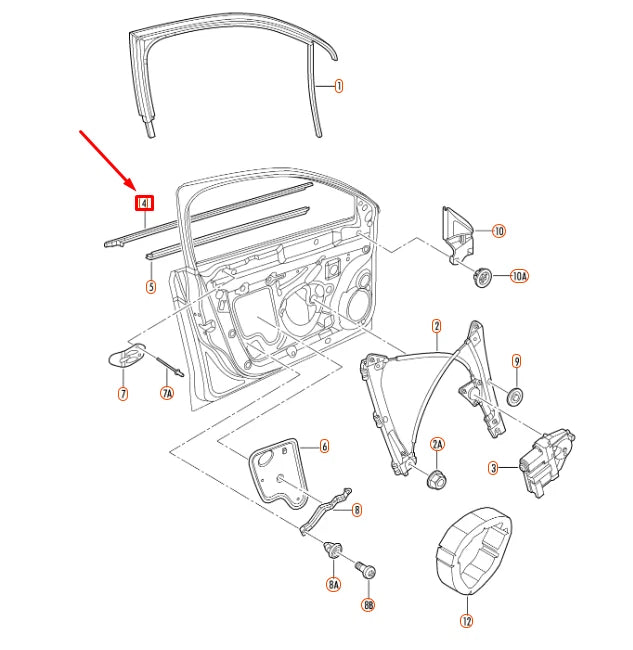 NEW VW JETTA A6 FRONT RIGHT DOOR WINDOW SLOT SEAL OUTER 5C6837476C3Q7 ORIGINAL