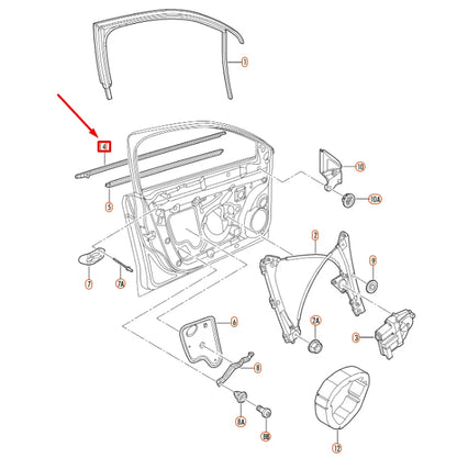 NEW VW JETTA A6 FRONT RIGHT DOOR WINDOW SLOT SEAL OUTER 5C6837476C3Q7 ORIGINAL