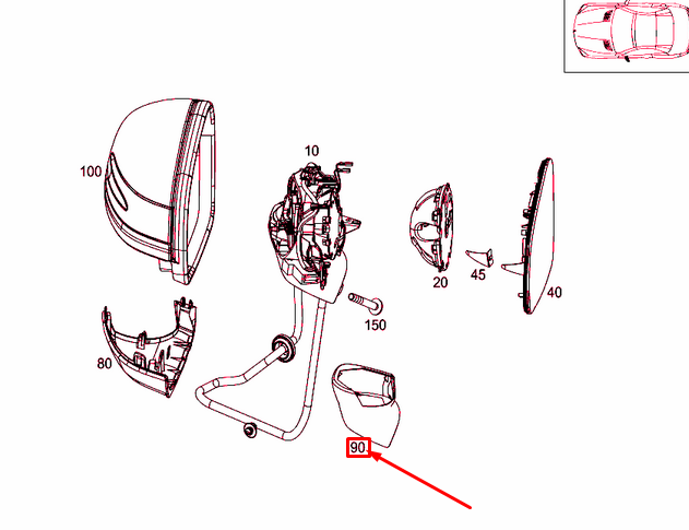 NEW MERCEDES-BENZ SL R231 FRONT LEFT DOOR MIRROR BASE A23181103109149 ORIGINAL