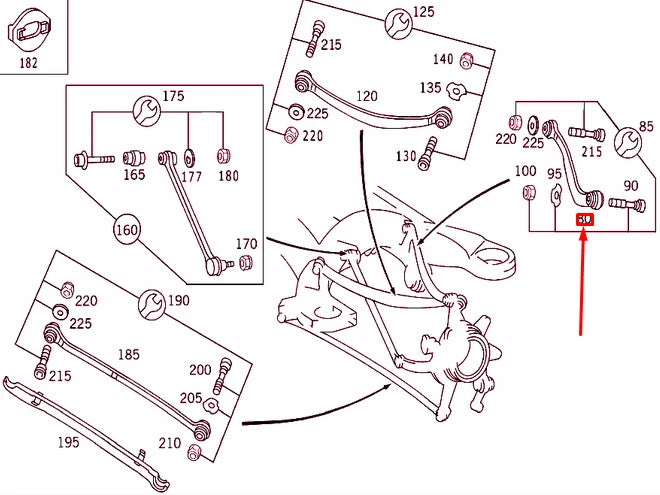 NEW MERCEDES-BENZ S W220 REAR AXLE CONTROL ARM STRUT A2203502406 ORIGINAL