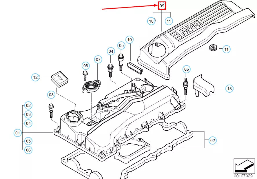 NEW BMW 1 E81 IGNITION COIL COVERING 11127553302 7553302 ORIGINAL
