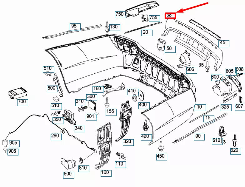 NEW MERCEDES-BENZ S W221 AMG REAR BUMPER LOWER TRIM COVER A2218852325 ORIGINAL
