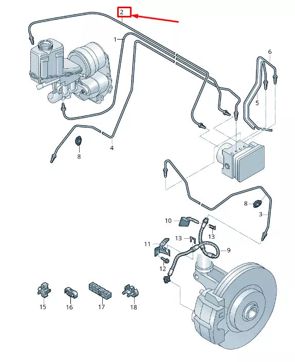 NEW AUDI Q3 F3 BRAKE PIPE FROM BRAKE CYLINDER TO HYDRAULICS 5QK614740