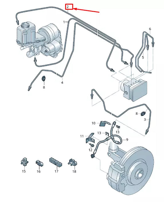 NEW AUDI Q3 F3 BRAKE PIPE FROM BRAKE CYLINDER TO HYDRAULICS 5QK614740