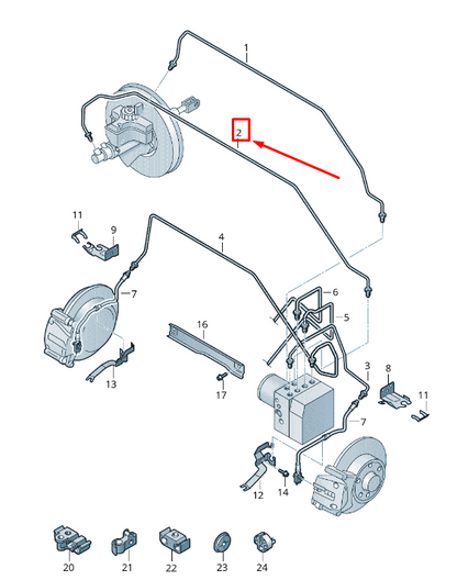 new audi q3 8u brake pipe from master cylinder to hydraulics 5n2614740c original