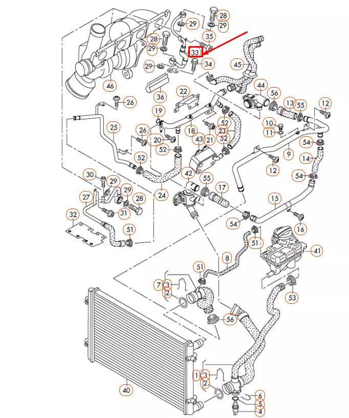 NEW AUDI A4 B7 TURBOCHARGER COOLANT PIPE 06D121497A ORIGINAL