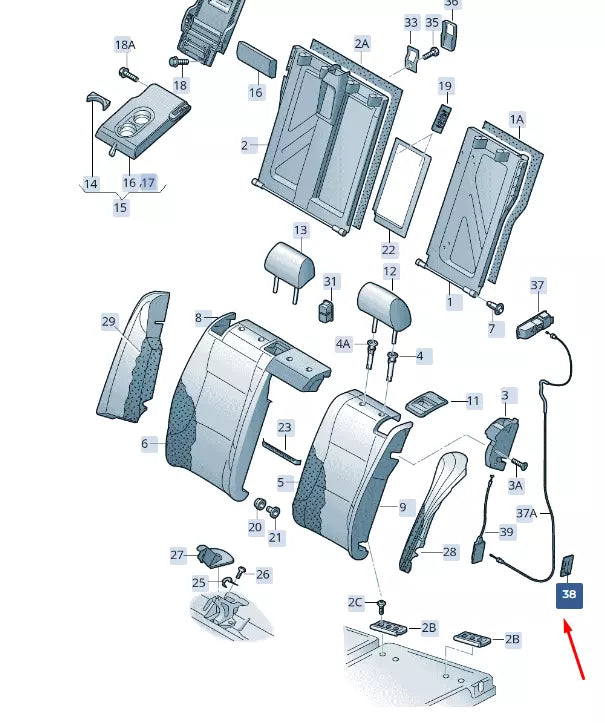 NEW SKODA SUPERB MK3 REAR SEAT BACKREST RIGHT CAP 3G0886296B ORIGINAL