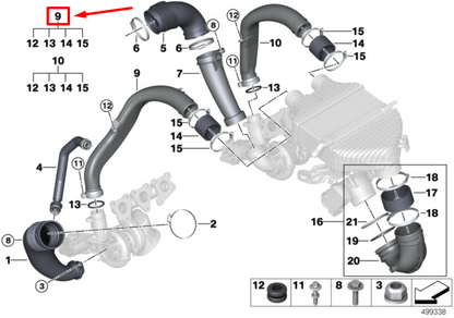 new bmw 2 f22,f87 turbocharger intercooler pipe 11617846245 7846245 original