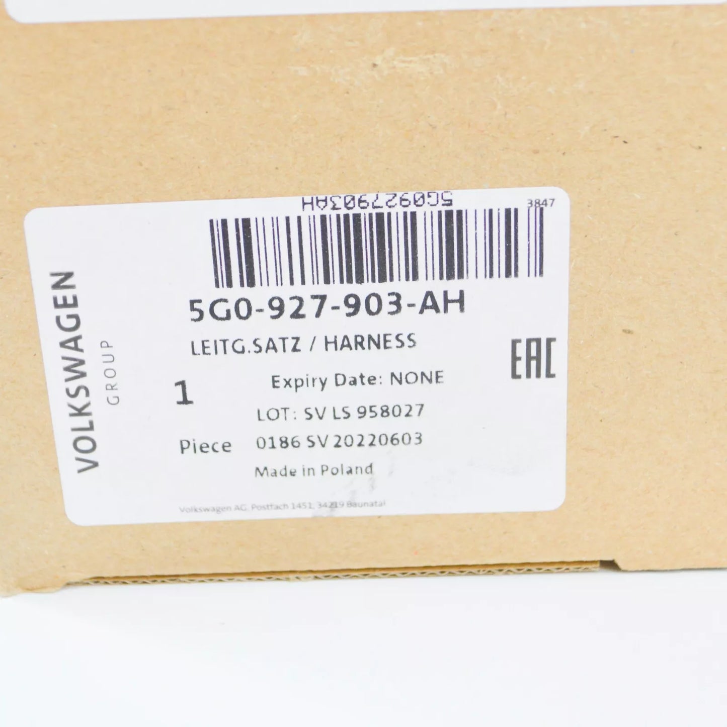 NEW AUDI A3 8V FRONT RIGHT SPEED SENSOR WIRING HARNESS 5G0927903AH