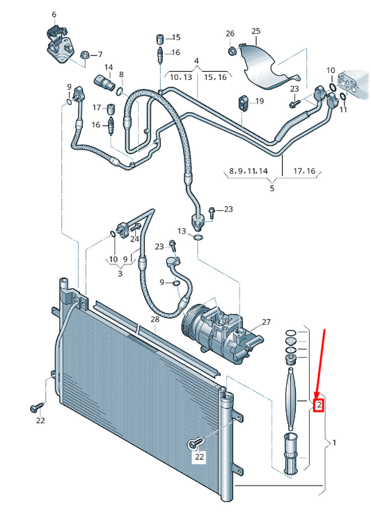 NEW AUDI RSQ3 8U AIR CONDITIONER DRYER INSERT 8U0298403 ORIGINAL
