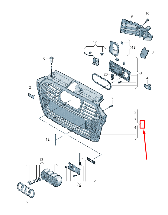 new audi a3 sportback 8v radiator grille 8v4853597al 3fz 8v4853597al3fz original