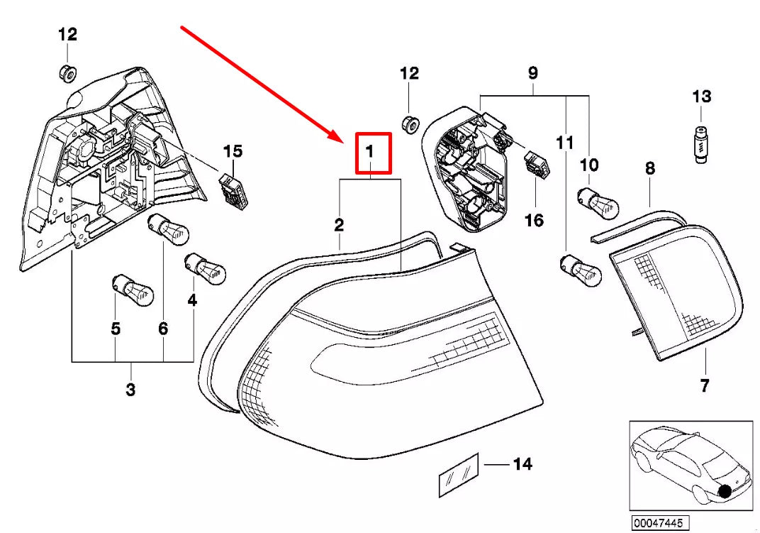NEW BMW 3 E46 REAR LEFT TAILLIGHT 6946533 63216946533 ORIGINAL