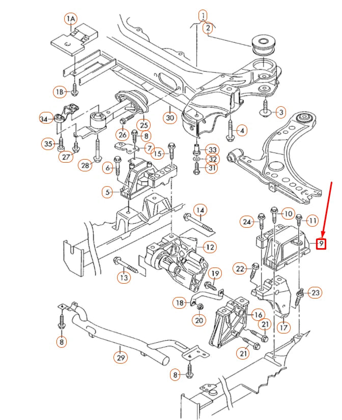NEW VOLKSWAGEN BEETLE 9C LEFT GEARBOX MOUNTING 1J0199555CE
