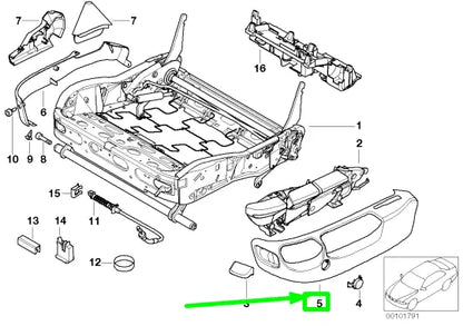 NEW BMW 5 E39 FRONT SEAT OUTER COVERING 52107057988 7057988 ORIGINAL