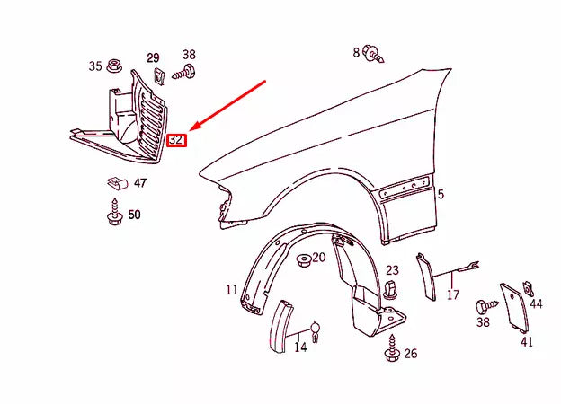 NEW MERCEDES-BENZ C W202 FRONT RIGHT WHEELHOUSE COVERING A2026982830 ORIGINAL
