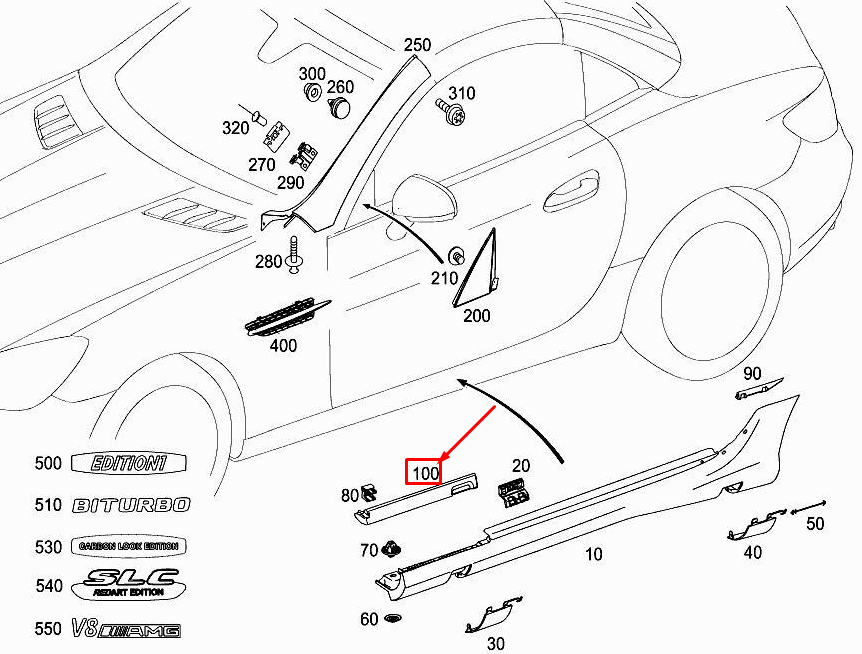 new mercedes-benz slk r172 	left reinforcement a1726980016 original