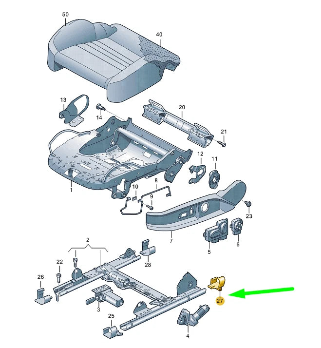 NEW AUDI A3 8P FRONT RIGHT SEAT REAR OUTER GUIDE RAIL TRIM 8P0881477B01C