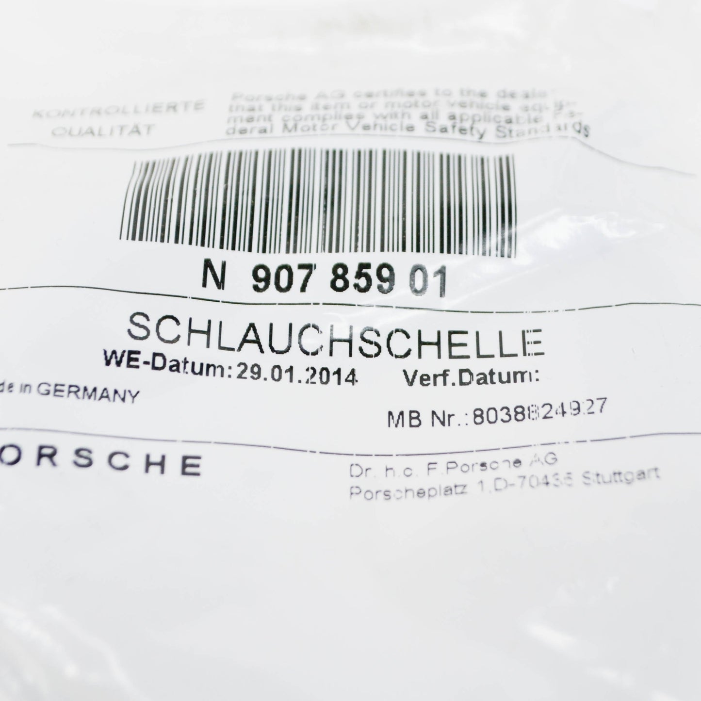 new volkswagen eos air intake pipe clamp n90785901 original