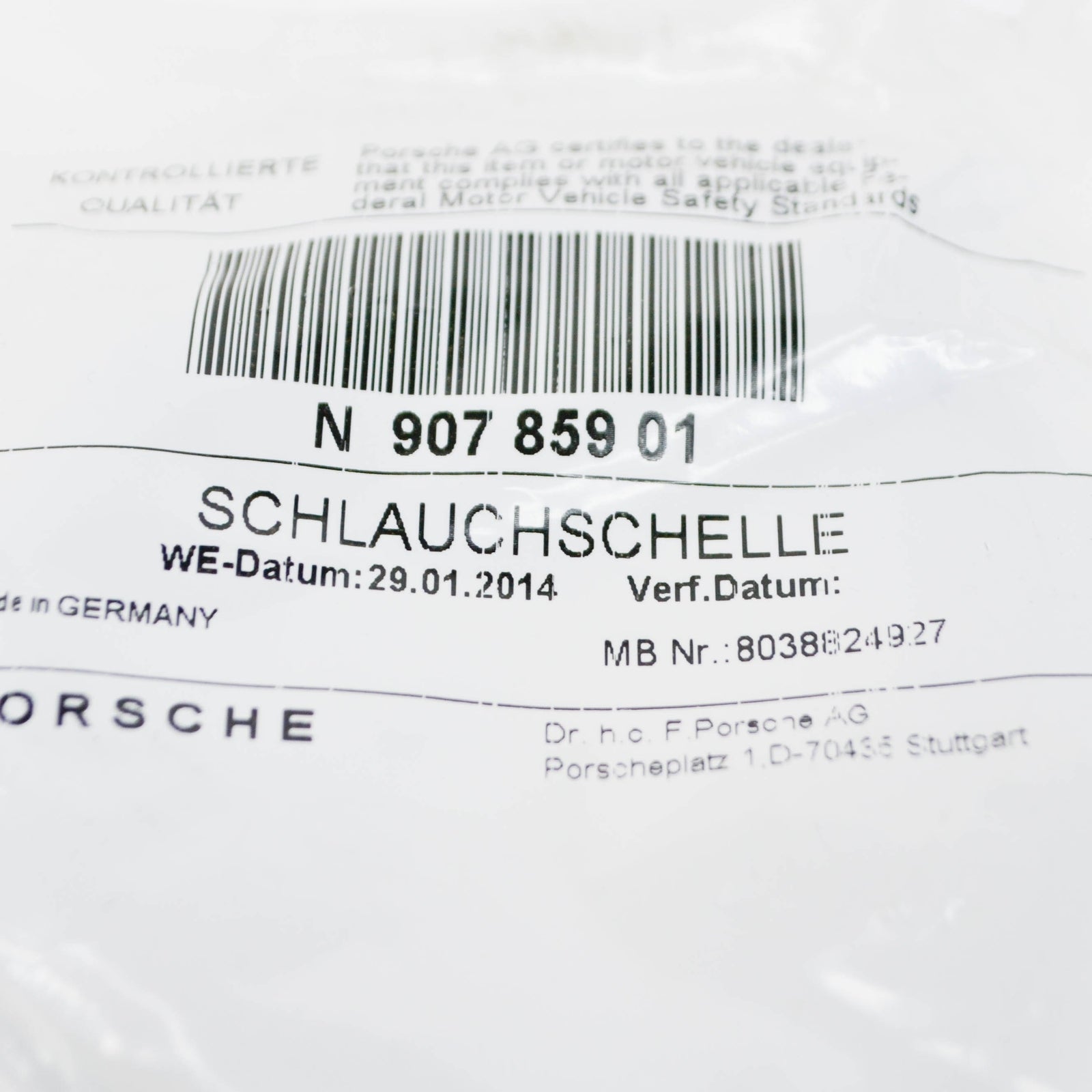 new volkswagen eos air intake pipe clamp n90785901 original