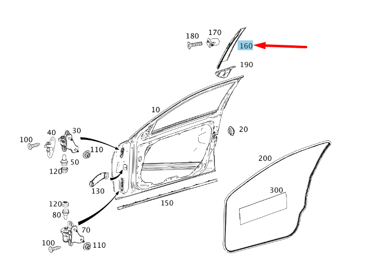 NEW MB C W204 FRONT OUTER RIGHT B-PILLAR TRIM MOULDING A2046900287 ORIGINAL