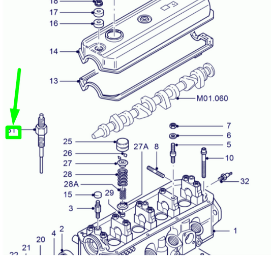new ford galaxy mk1 v191 glow plug 1037204 95vw-6m090-ab original