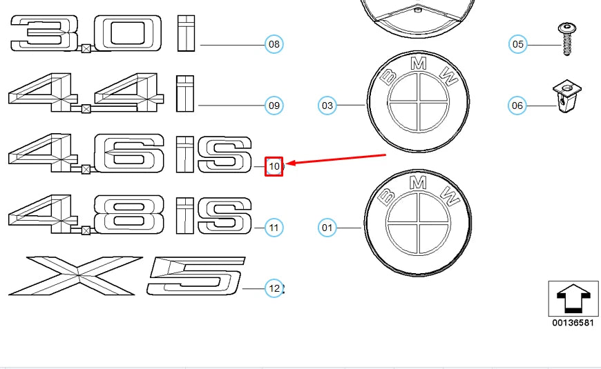 NEW BMW X5 E53 FRONT RIGHT WING 4.6IS BADGE 51147056056 7056056 ORIGINAL