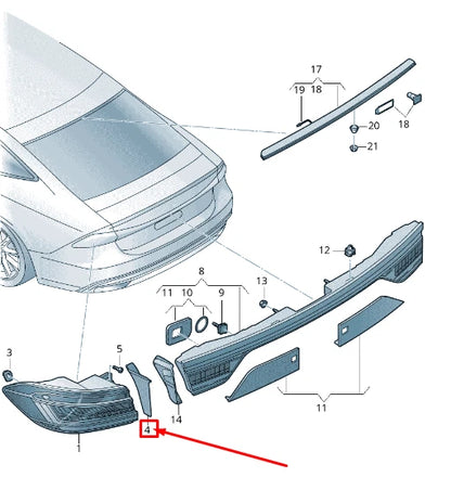 NEW AUDI A7 4K REAR RIGHT TAIL LIGHT TRIM 4K8945254 ORIGINAL
