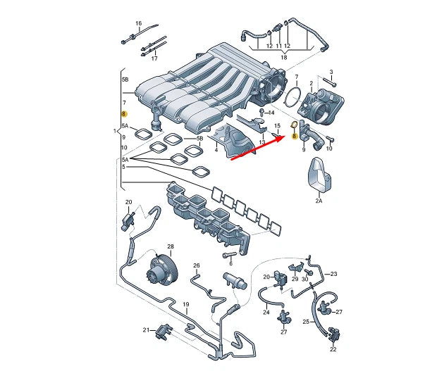 NEW VW TOUAREG 7P MK2 VENT HOSE SEAL 03H133237F ORIGINAL
