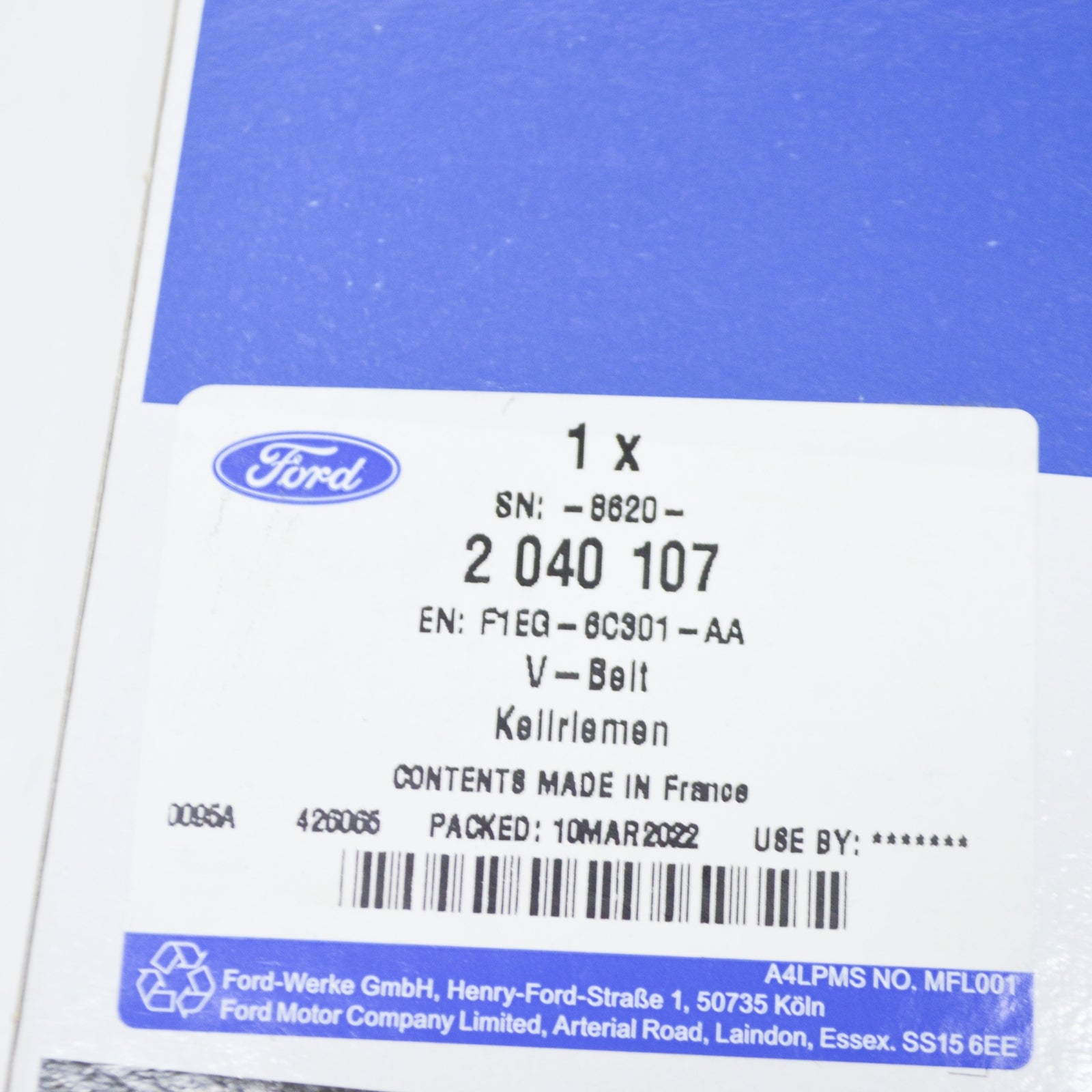 new ford grand c-max mk2 driving v-belt f1eg-6c301-aa 2040107 original