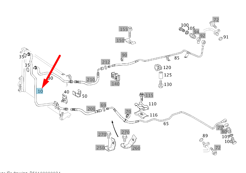 NEW MERCEDES-BENZ E W211 TRANSMISSION OIL COOLER LINE TOP A2112700527 ORIGINAL