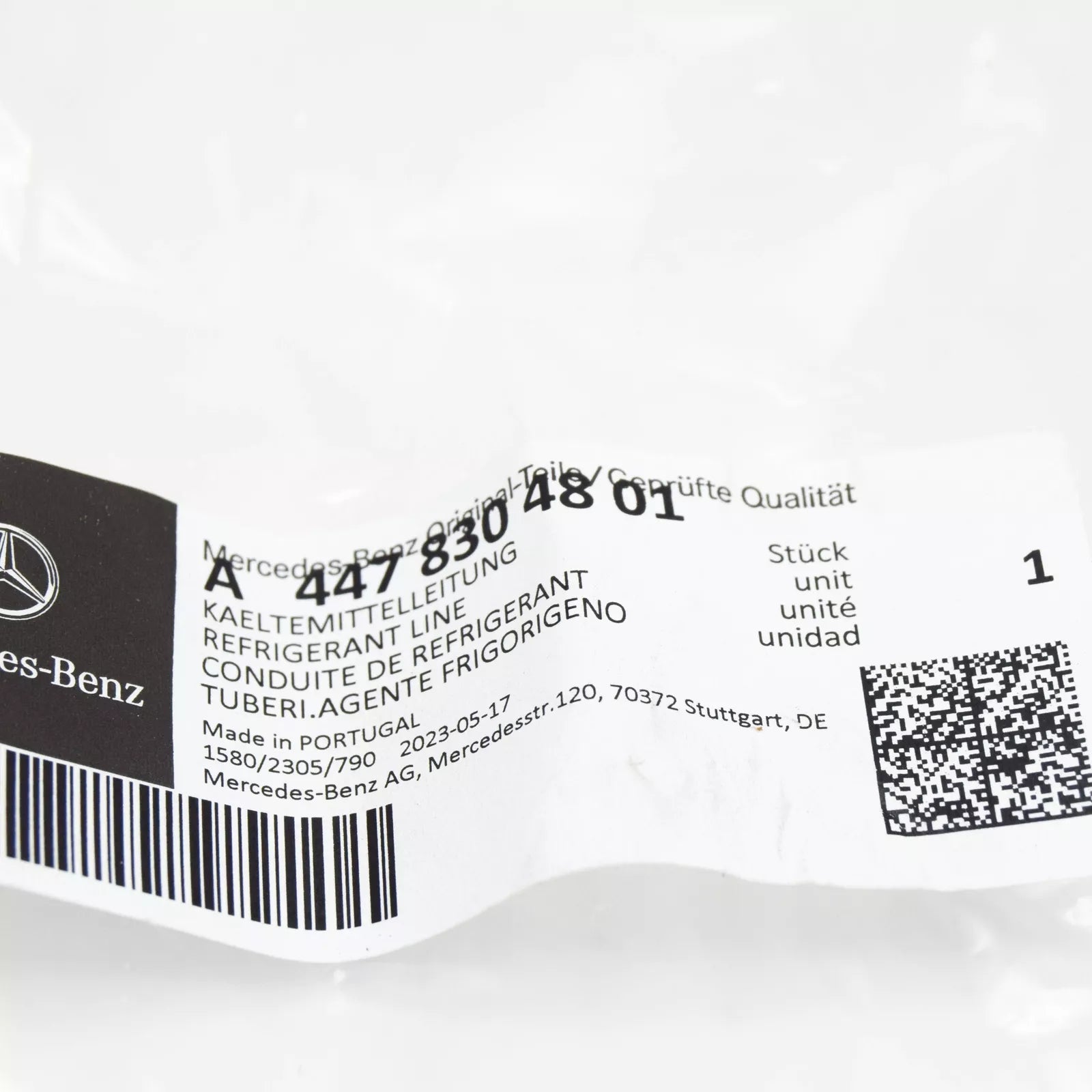 NEW MB VITO W447 CONDENSER TO COMPRESSOR REFRIGERANT LINE A4478304801 ORIGINAL