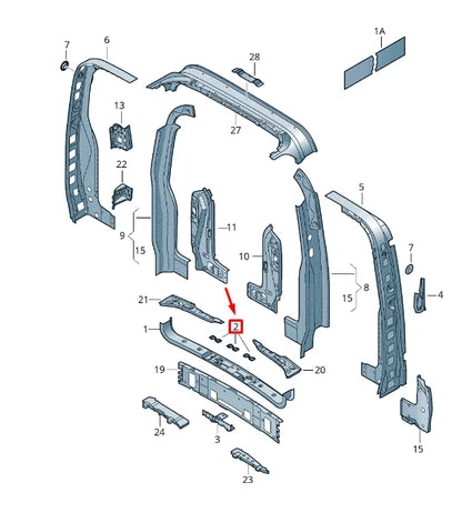 NEW VW TRANSPORTER VI T6 REAR WING DOOR THREADED PLATE 7H0804849 ORIGINAL