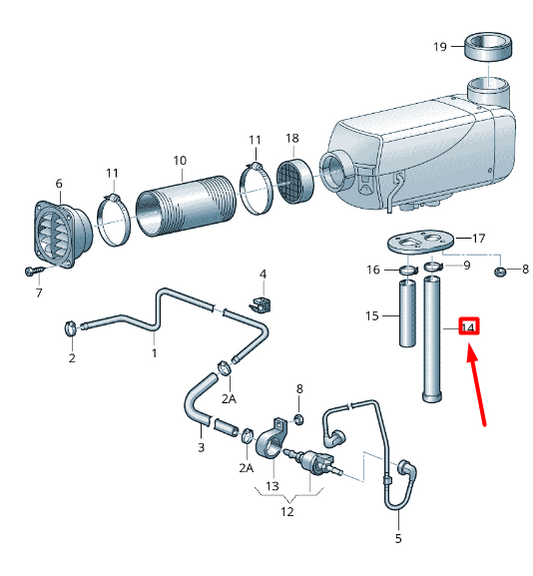 NEW VOLKSWAGEN CRAFTER 2F MK1 AUXILIARY HEATER EXHAUST PIPE 2E3819085 ORIGINAL
