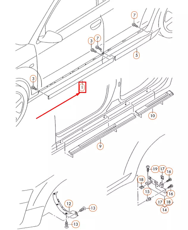 NEW AUDI A6 C6 FRONT RIGHT DOOR LOWER MOLDING 4F0853960KGRU ORIGINAL