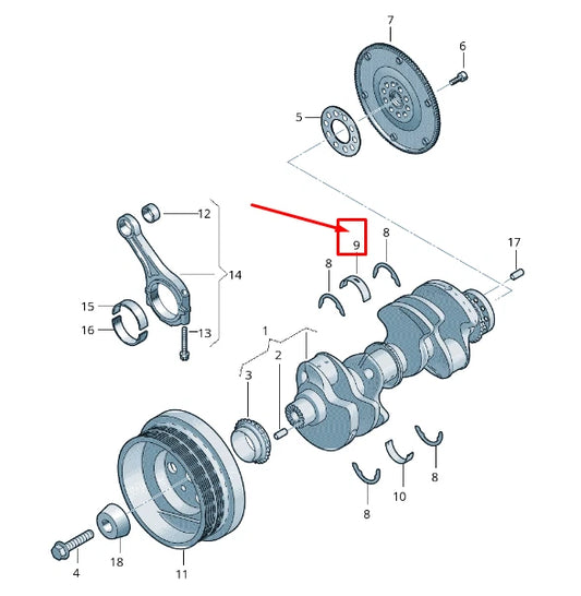 NEW AUDI Q7 4M UPPER ENGINE CRANKSHAFT BEARING SHELL 06M105561RBLA