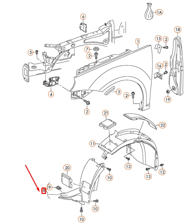NEW VW EOS FRONT LEFT WHEEL HOUSING LINER LOWER FRONT PART 1Q0805911D ORIGINAL