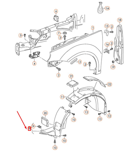 NEW VW EOS FRONT LEFT WHEEL HOUSING LINER LOWER FRONT PART 1Q0805911D ORIGINAL