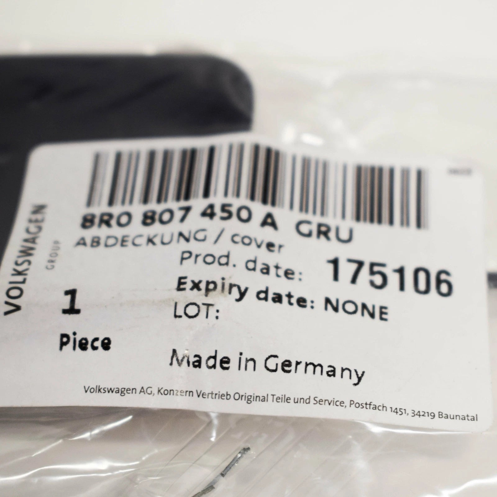 NEW AUDI Q5 8R REAR BUMPER RIGHT TOW HOOK EYE CAP COVER 8R0807450AGRU ORIGINAL