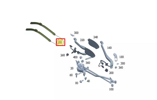 NEW MB S W223 FRONT WINDSHIELD WIPER BLADES SET LHD A2238240000 ORIGINAL