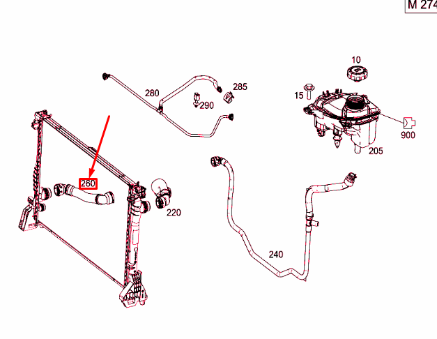 new mercedes-benz vito w447 right radiator coolant hose a4475010882 original