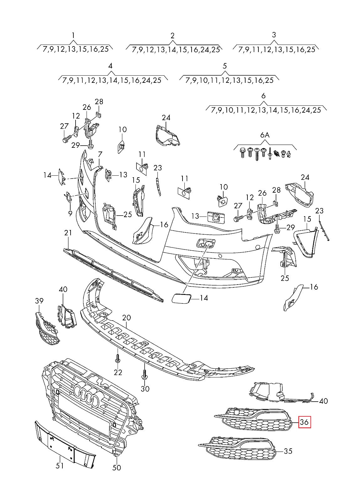 NEW AUDI A3 2013-2016 FRONT RIGHT FOG LIGHT GRILLE 8V3807682K9B9