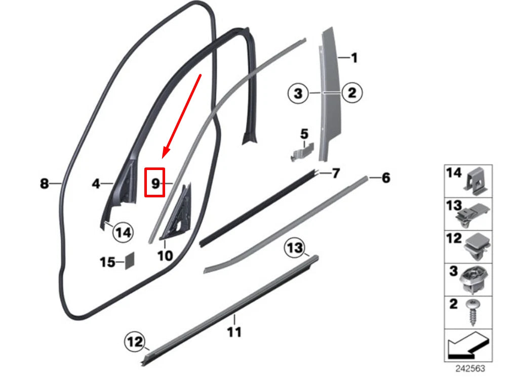 NEW BMW X3 F25 UPPER FRONT RIGHT DOOR TRIM 7220514 51317220514 ORIGINAL