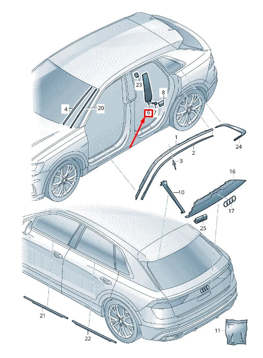 NEW AUDI Q8 4MN REAR LEFT B-PILLAR TRIM 4M8853289T94