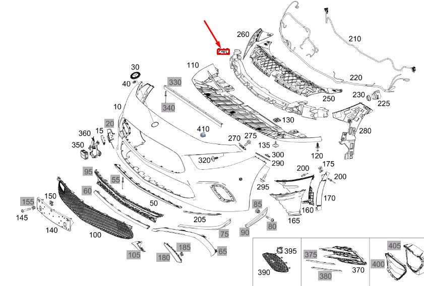 new mb a w177 front bumper center impact absorber a177885570064 original