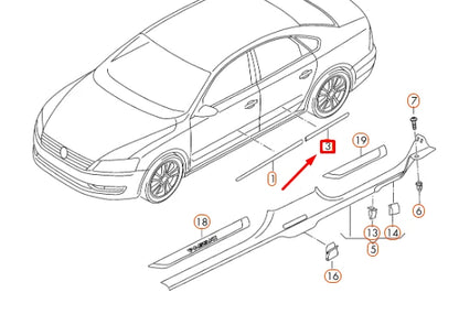 NEW VW PASSAT B7 REAR LEFT DOOR PROTECTIVE CHROME STRIP 561853753A2ZZ ORIGINAL