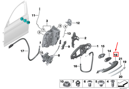 new bmw 5 touring g31 front right door exterior handle 51219491472 original