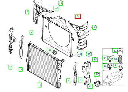 NEW BMW M3 CONVERTIBLE E46 RADIATOR LEFT AIR DUCT 17112228945 ORIGINAL