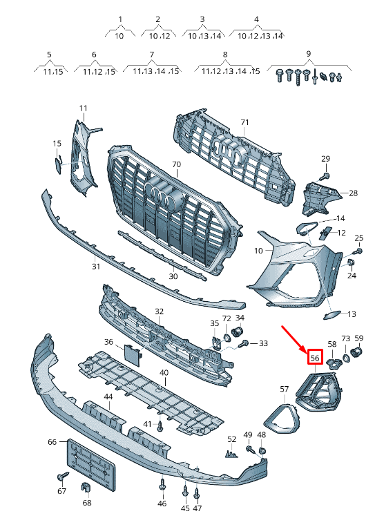 new audi q3 f3 front right bumper air guide grille 83a807682d9b9 original