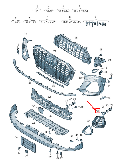 new audi q3 f3 front right bumper air guide grille 83a807682d9b9 original